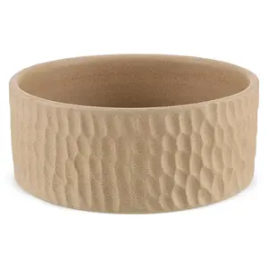 صينيه من الفرن للمائده، دائريه مقاس كبير، فخار طبيعى - بيج مطفى 