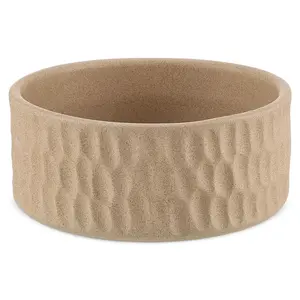 صينيه من الفرن للمائده، دائريه مقاس وسط، فخار طبيعى - كريمى مطفى 