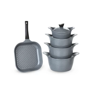 طقم حلل، 11 قطعه، جرانيت - رمادي حجري من لاهويا