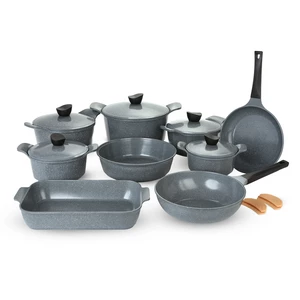 طقم حلل، 16 قطعه، جرانيت مضلع - رمادي من جويل