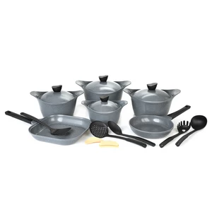 طقم حلل، 17 قطعه، جرانيت - رمادي حجري من لاهويا