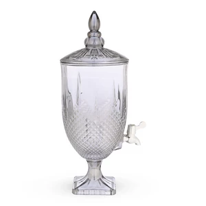 موزع عصائر بقاعده وغطاء، سعة 3.5 لتر، زجاج عالى الجوده، بنقش دياموند - رمادى 