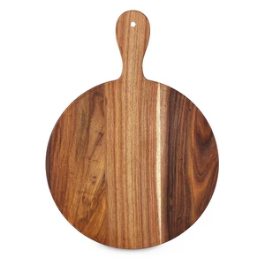 لوح تقديم وتقطيع دائرى بيد، 30x1.5سم، خشب طبيعى - خشبى