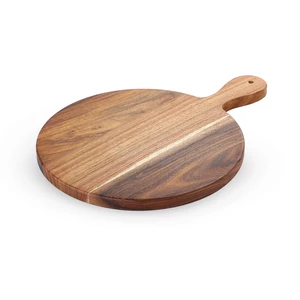لوح تقديم وتقطيع دائرى بيد، 30x1.5سم، خشب طبيعى - خشبى