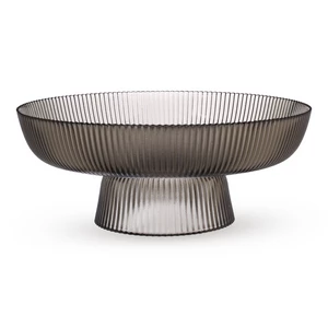 طبق تقديم فاكهه بقاعده، دائرى بخطوط - رمادى 