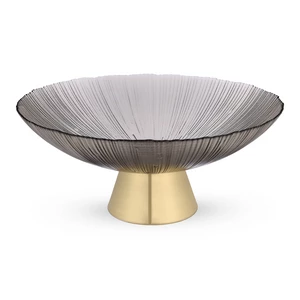 طبق تقديم فاكهه بقاعده، دائرى - رمادى  بقاعده ذهبى 