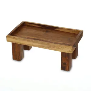 طبق تقديم بارجل، مستطيل مقاس 25×15× ارتفاع 10 سم، خشب طبيعى - خشبى 