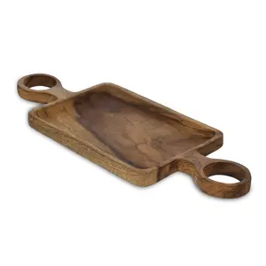 صينية تقديم بيدين، تصميم عصرى، مقاس وسط 49×19سم، خشب طبيعى - خشبى 