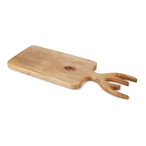 لوح تقديم وتقطيع، متسطيل بيد تصميم غزال، مقاس وسط 49×19× سمك 2سم، خشب طبيعى - خشبى 