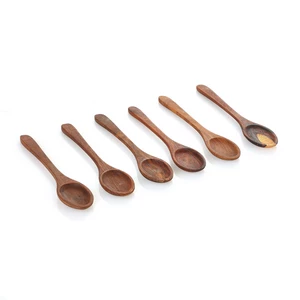 طقم ملاعق، 6 قطع 19سم، خشب طبيعى  - خشبى