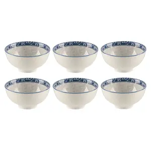 طقم بولات تقديم، 6 قطع، بورسلين - ازرق