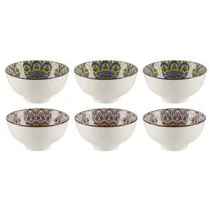 طقم بولات تقديم، 6 قطع، بورسلين - الوان متعدده