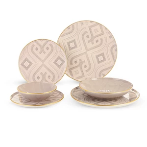 طقم عشاء، 24 قطعه ل6 افراد، بورسلين، تركى - بيج