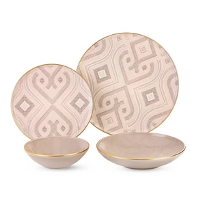 طقم عشاء، 24 قطعه ل6 افراد، بورسلين، تركى - بيج