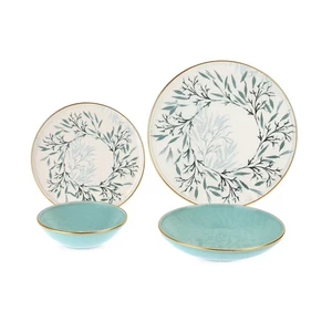 طقم عشاء، 24 قطعه ل 6 افراد، بورسلين، تركى - اخضر