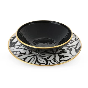 طقم عشاء، 24 قطعه ل 6 افراد، بورسلين، تركى - اسود