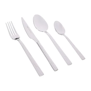 طقم شوك وملاعق، 24 قطعه ل 6 افراد، ستانلس ستيل -  فضى لامع من اكتيف