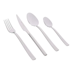 طقم شوك وملاعق، 24 قطعه ل 6 افراد بيد مسطحه عصريه، ستانلس ستيل -  فضى لامع من اكتيف