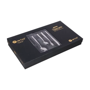 طقم شوك وملاعق، 24 قطعه ل 6 افراد بصميم مقبض أنيق مدبب الشكل ، ستانلس ستيل - فضى لامع من اكتيف