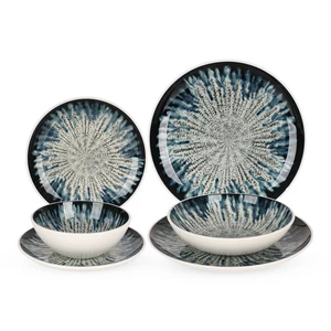 طقم عشاء ، 24 قطعه ل 6 افراد، بورسلين عالى الجوده  - كحلى 