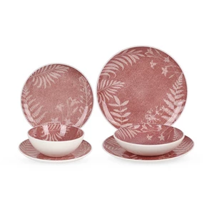 طقم عشاء بورسلين عالي الجودة 24 قطعة - وردي فاتح