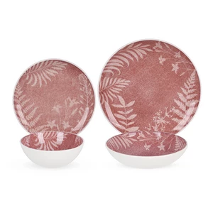 طقم عشاء ، 24 قطعه ل 6 افراد، بورسلين عالى الجوده - وردى فاتح 