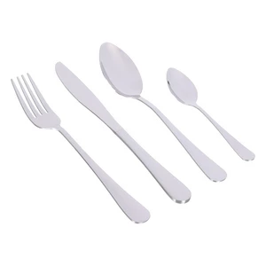 طقم شوك وملاعق، 24 قطعه ل 6 افراد، دائرى الشكل، ستانلس ستيل عالى الجوده - فضى لامع 