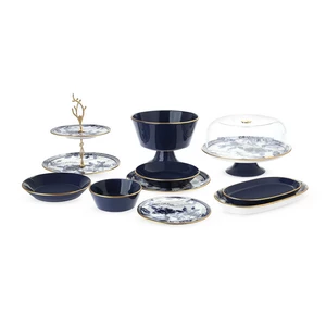 طقم عشاء، 30 قطعه ل 6 افراد، بورسلين، تركى - ازرق