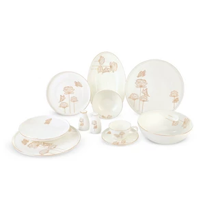 طقم سفرة لا مايا 40 قطعة بورسلين ل 6 افراد ابيض مزين بفراشات ذهبية