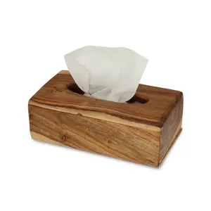 علبة مناديل ورقية  بقاعده سحب، مستطيلة مقاس 25×14×9سم، خشب طبيعى - خشبى 