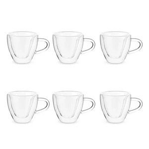 طقم اكواب، 6 قطع سعه 180 مل، زجاج مزدوج حرارى