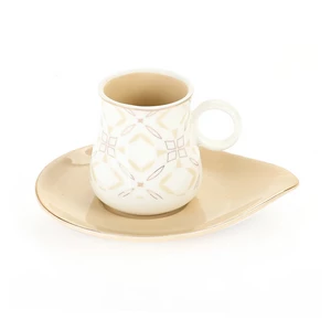 طقم فناجين قهوه، 12 قطعه ل 6 افراد، بورسلين-  بيج رخامى