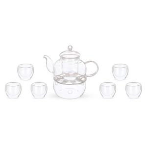 طقم قهوه عربى، 9 قطع ل 6 افراد، زجاج مزدوج حرارى - ساده