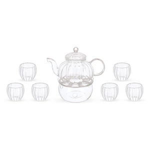 طقم قهوه عربى، 9 قطع ل 6 افراد، زجاج مزدوج حرارى - مضلع