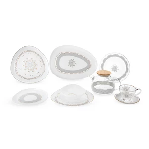 طقم عشاء، 39 قطعه ل 6 افراد، اركوبال، ابيض - فضى