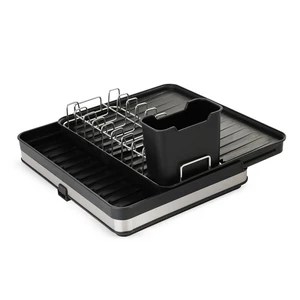 رف تجفيف الأطباق، ستانلس ستيل بقاعده بلاستيك - لون اسود