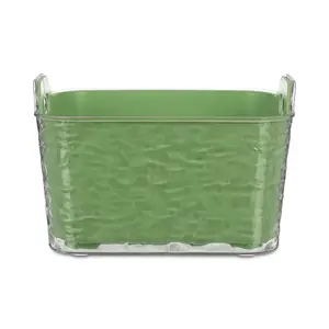 طقم مصفاه مع بوله تصفيه بيدين، مربع الشكل، مقاس 23×22×12 سم، اكريليك - اخضر 