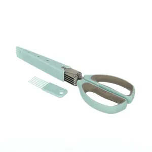 مقص خضروات بغطاء، ستانلس ستيل بيد بلاستيك - ازرق مع فضى 