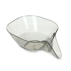 مصفاة خضار وفواكه بيد ، تصميم مميز ، مربعه مقاس 20× ارتفاع 9 سم ، بلاستيك - رمادى 