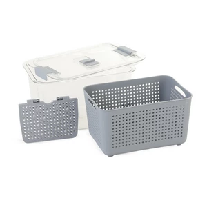 طقم علب ثلاجه، قطعتين بغطاء ومصفاه داخليه، اكريليك - شفاف
