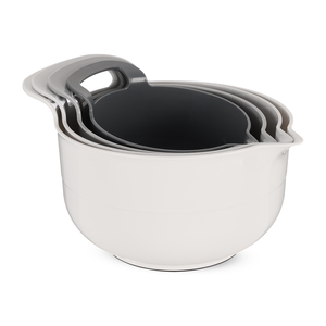 طقم بولات خلط  للمطبخ، 4 قطع بمقاسات مختلفه بيد، بلاستيك عالى الجوده - الوان متعدده