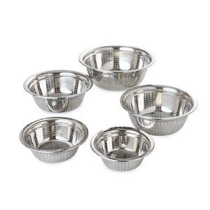 طقم مصفاة المطبخ دائرى، 5 قطع - لون فضى