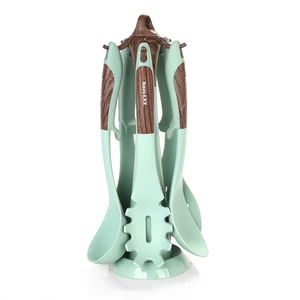 طقم أدوات الطبخ، 5 قطع مع حامل، سيليكون عالى الجوده - اخضر مينت