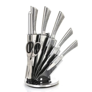 طقم سكاكين، مع حامل، ستانلس ستيل - فضي من باص