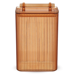 باولو حافظه طعام بغطاء، سعة 2100مل، اكريليك مخطط بيد خشب - عسلى من ويلينى