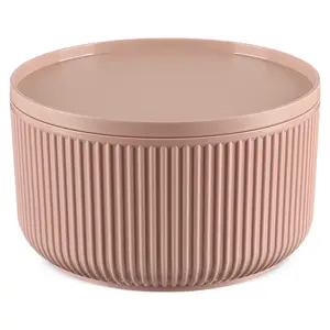 بيرلى طقم بولات حافظه للطعام، 3 قطع مع اغطيه (650-1300-2300مل)، دائرى مخطط - بينك مطفى