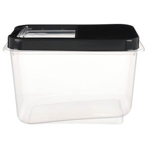 حافظة بقوليات ، سعة 10 لتر بغطاء جرار، مستطيله، بلاستيك - شفافه بغطاء اسود من فولى لايف