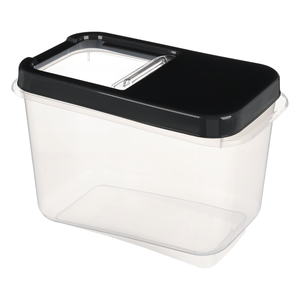 حافظة بقوليات ، سعة 10 لتر بغطاء جرار، مستطيله، بلاستيك - شفافه بغطاء اسود من فولى لايف