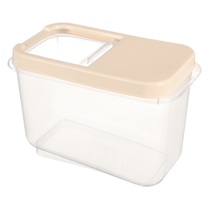 حافظة بقوليات، سعة 10 لتر بغطاء جرار، مستطيله، بلاستيك - شفافه بغطاء بيج من فولى لايف