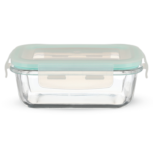 حافظة طعام ، مربعه سعة 410 مل مقاس 14.5×10×5 سم، زجاج حرارى بغطاء بلاستيك - شفاف